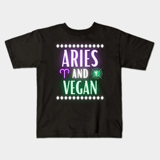 Aries and Vegan Retro Style Neon Kids T-Shirt